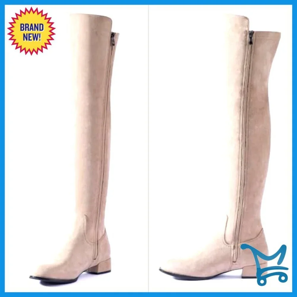 Women's Over Knee Boots Suede Thigh High Block Heel Winter
